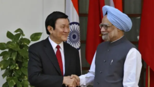 Chủ tịch Việt Nam Trương Tấn Sang và Thủ tướng Ấn Độ Manmohan Singh ở New Delhi