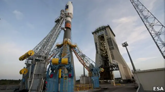 "Союз" на стартовой площадке космодрома Куру