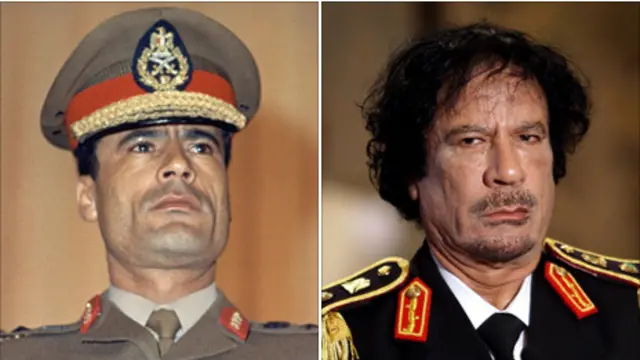 Ông Gaddafi vào năm 1969 và 2008