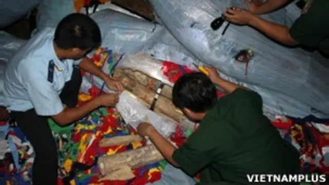 Giới chức nói tang vật vụ bắt giữ đã được chuyển sang cơ quan công an Móng Cái để xử lý.