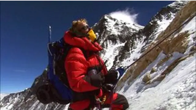 Alpinista en el Everest