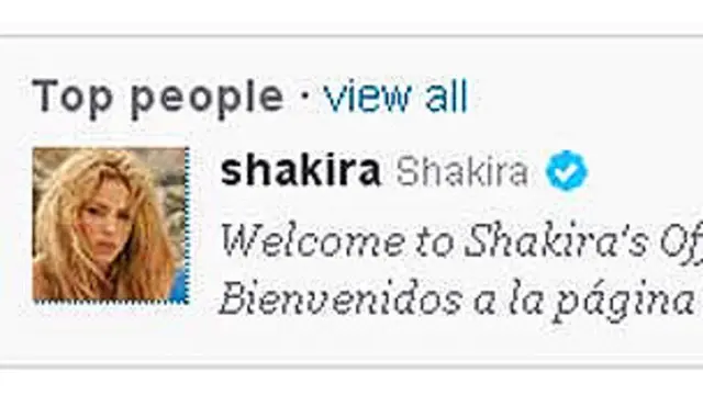 Página de Shakira en Twitter