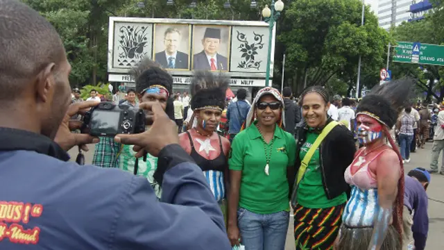 Unjuk rasa mendukung referendum di Papua di Jakarta, beberapa saat lalu.