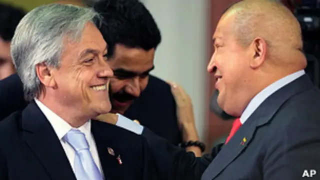 Hugo Chávez y Sebastián Piñera