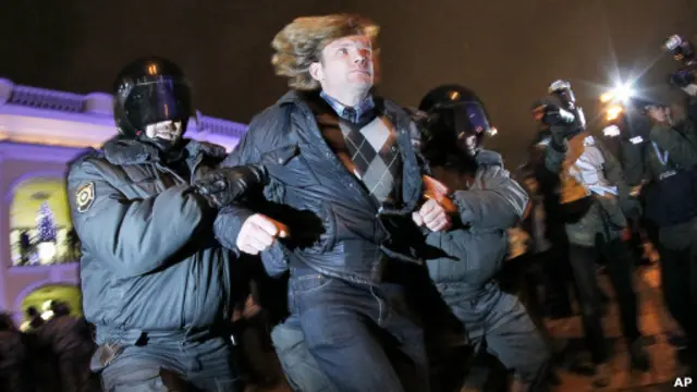 Pengunjuk rasa di St.Petersburg ditangkap polisi.
