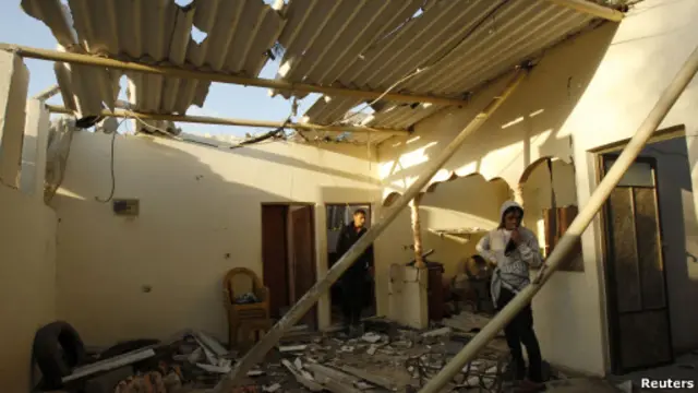 Rumah yang rusak di Gaza akibat serangan Israel.