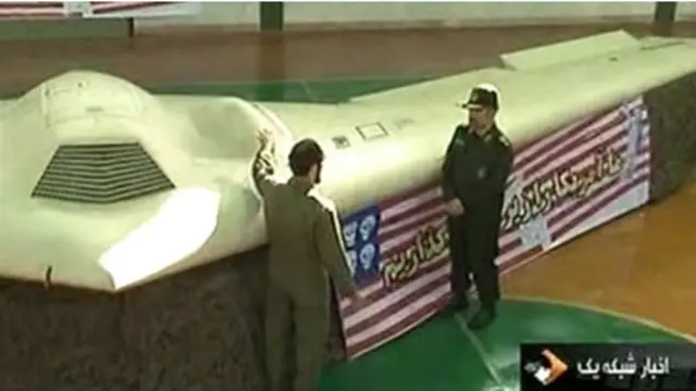 Hình ảnh trên truyền hình Iran về máy bay không người lái của Mỹ
