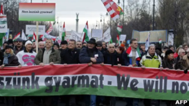Проправительственная демонстрация в Будапеште 21 января 2012 года