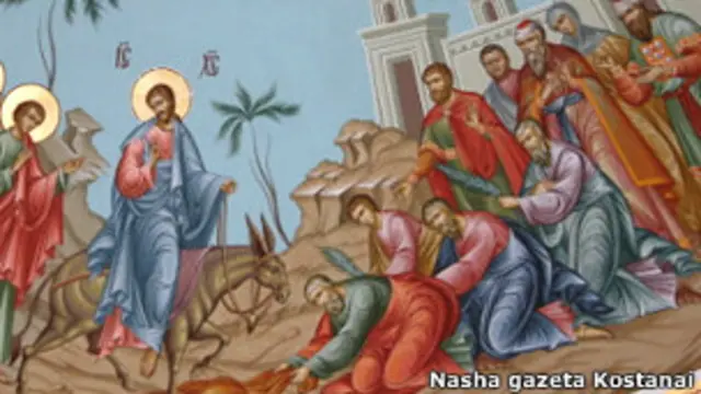 Казахстанский сенатор на фреске в городе Рудный