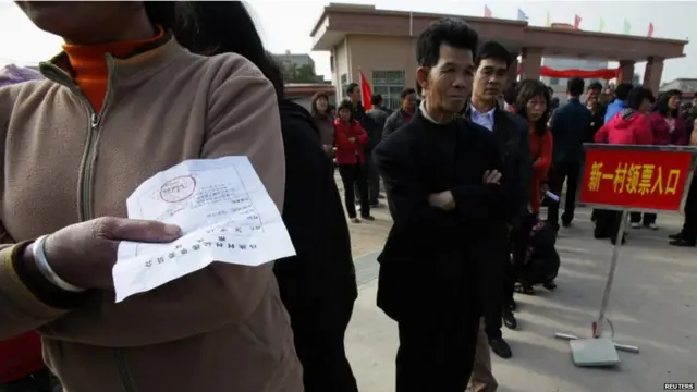 广东陆丰乌坎村正在进行选举。