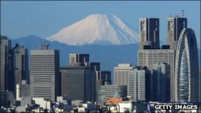 قله فوجی در پس زمینه شهر توکیو