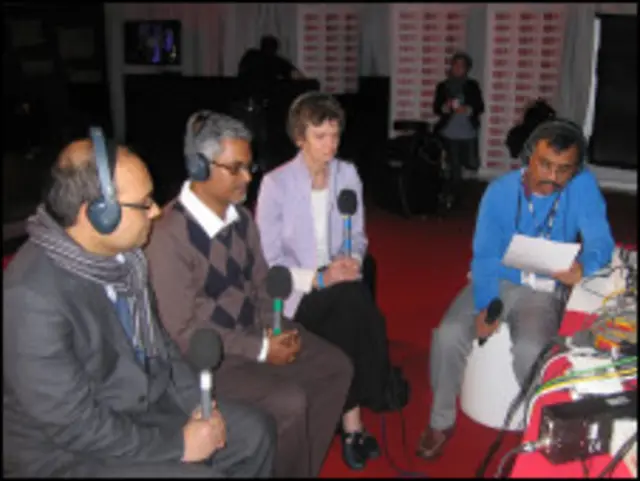 Many language services broadcast from the whitw tent