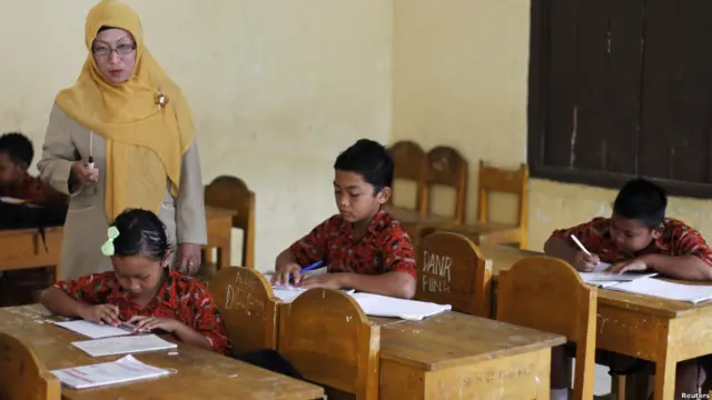 Mohammad Halim Setiawan và Rudy Kurniawan, cùng 11 tuổi, phải tới trường trước khi đi tập tạ.