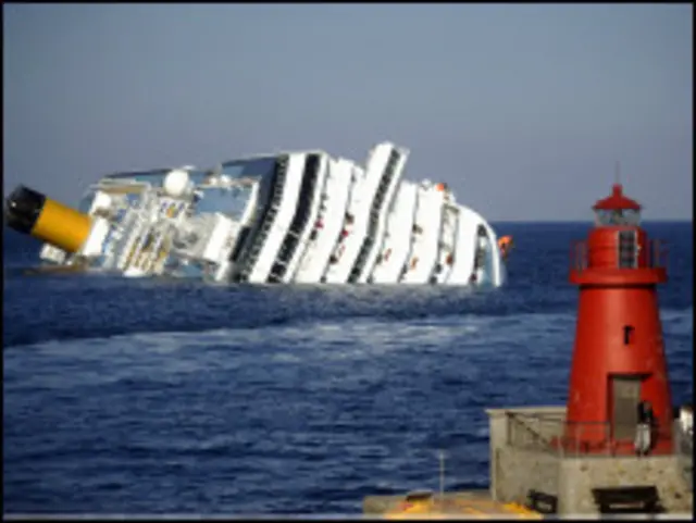 ကျောက်ဆောင်တိုက်မိပြီး တိမ်းမှောက်သွားတဲ့ ကော်စတာ ကွန်ကောဒီးယား အပျော်စီး သင်္ဘောကြီး