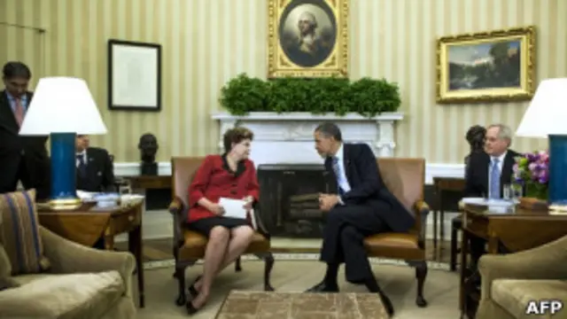美國總統奧巴馬2012年4月會見巴西總統羅塞夫