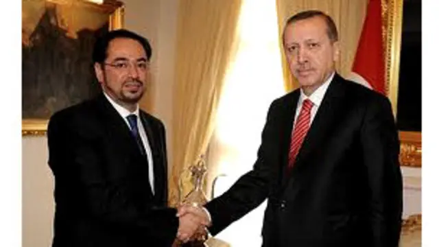 صلاح الدین ربانی ترکی کے وزیراعظم طیب اردگان سے ملاقات کر رہے ہیں