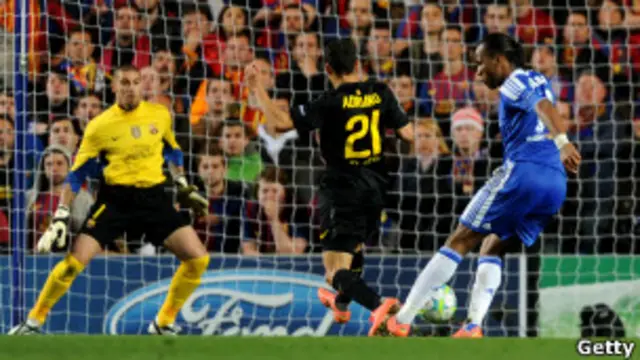 Дидье Дрогба забивает гол