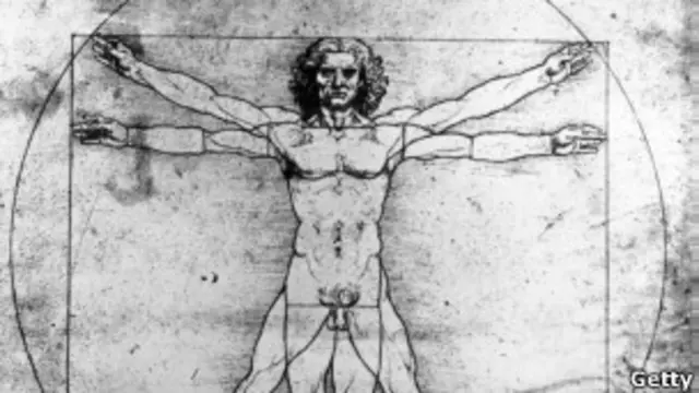 Clásico dibujo del cuerpo humano de Leonardo da Vinci