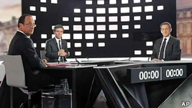 Саркози и Олланд на дебатах