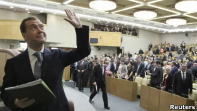 Дмитрий Медведев после утверждения его кандидатуры в премьер-министры Госдумой 8 мая 2012 г.