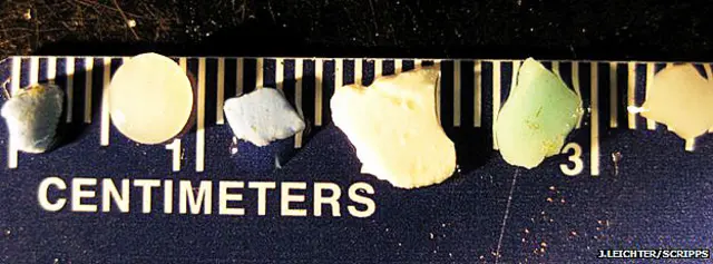 Fragmentos de plástico hallados en el mar