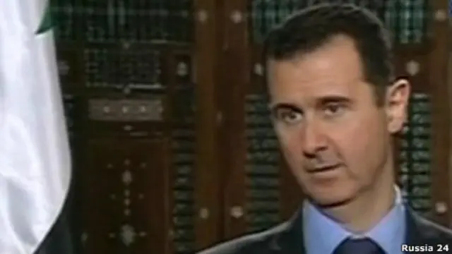 Асад дает интервью телеканалу Россия-24