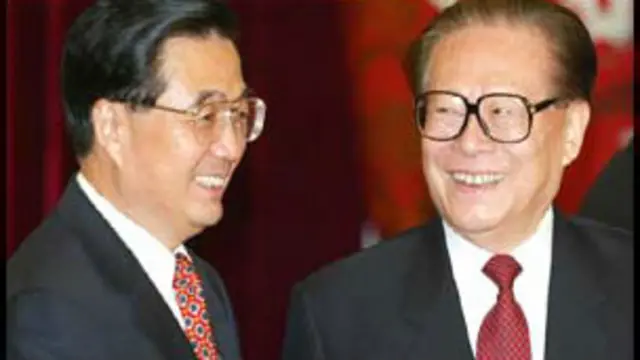 中国两代领导人胡锦涛和江泽民