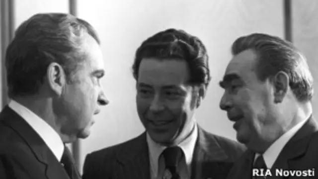 Леонид Брежнев и Ричард Никсон в Кремле