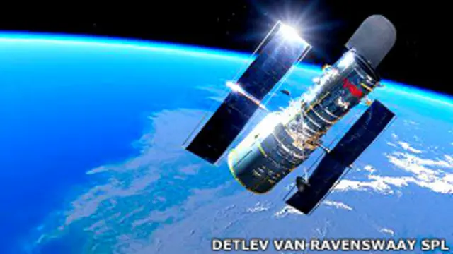 Ilustración mostrando el Telescopio Espacial Hubble Imagen: SPL