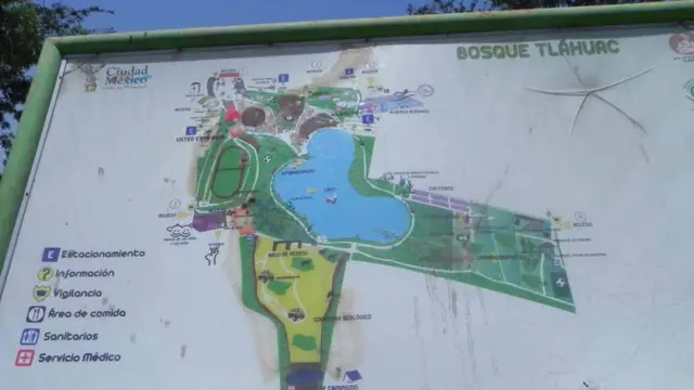 Mapa del lago artificial del Bosque de Tláhuac. Foto: Alberto Nájar.