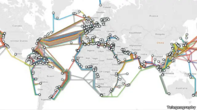 Mapa de cables de fibra optica