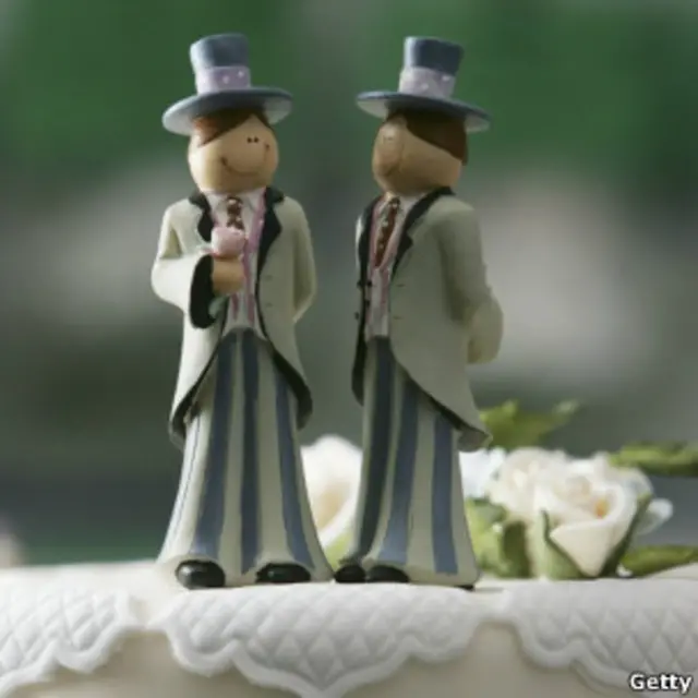 婚礼蛋糕上的同性小人像