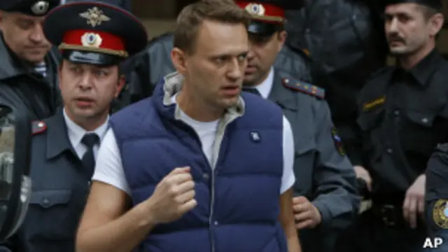 Навальный в окружении полицейских