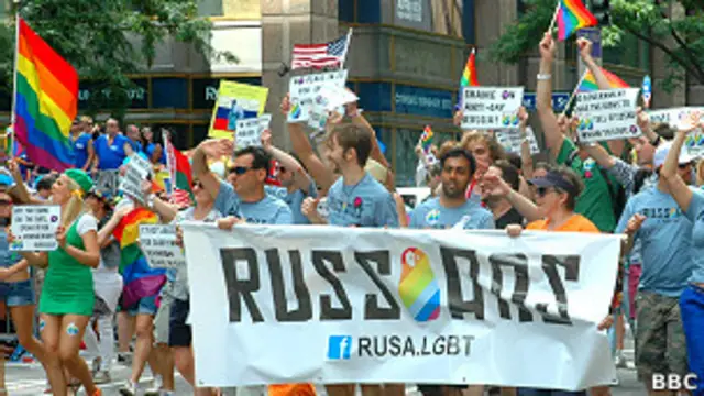 Русскоязычная колонна на гей-параде в Нью-Йорке