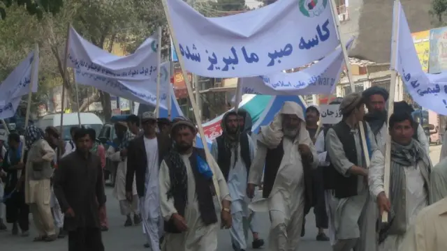 خان محمد زابلی چې له زابل ولایته په دغه لاریون کې د ګډون لپاره راغلی وو وايي زموږ د هېواد دښمنان په ګاونډیو هېوادونو کې روزل کیږي: (( ګاونډیان ځانمرګي په خپلو خاورو کې روزي، او موږ ته یې رالیږي، زموږ پول، ښار مو بربادوي او خپل ورور مو را وژني.
نو ددې چارو په وړاندې د حکومت چوپه خوله پاتې کېدل یو خیانت دی. باید په دې اړه ملګرو ملتونو ته شکایت وشي. که ایران دی یا پاکستان موږ ددوی له لاسه وسوځېدو)).