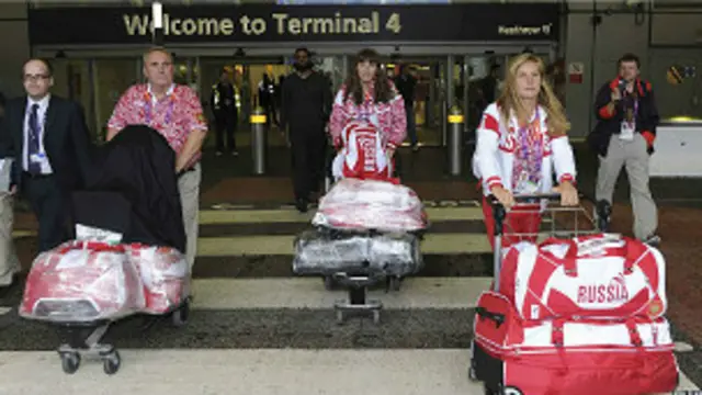 Приезд российских спортсменов