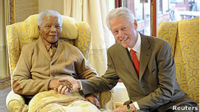 Нельсон Мандела и Билл Клинтон