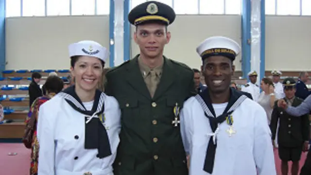 Sargento Leonardo Santos (Exército), marinheiro Diogo Silva (Marinha), e marinheira Debora Nunes (Marinha) homenageados em março no CEFAN - Centro de Educação Física Almirante Adalberto Nunes, no Rio de Janeiro (foto CBTDK