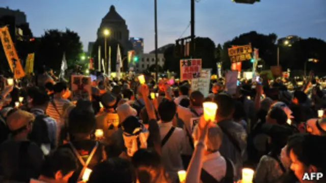 反核电的包围国会示威者