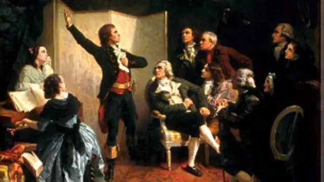 Руже де Лилль впервые исполняет "Марсельезу" в доме страсбургского губернатора 26 апреля 1792 года (картина Исидоре Пилса, 1849 год)