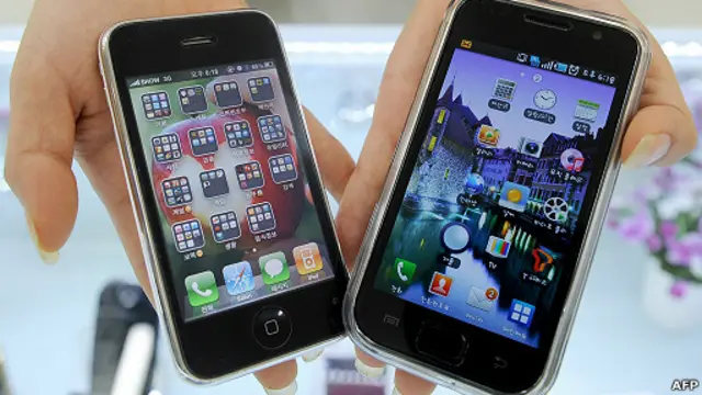 Dispositivos móviles de Samsung y Apple