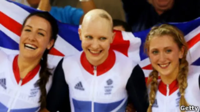 英国奥运自行车女选手劳斯尔和队友