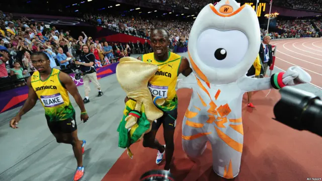 Usain Bolt dna maskot Olimpiade