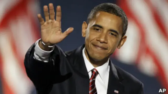 Obama la noche de su victoria electoral, 2008