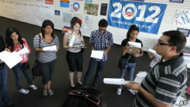 Voluntarios latinos en la campaña de Obama
