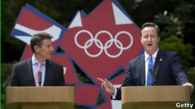 英国首相卡梅伦和伦敦奥组委主席科勋爵