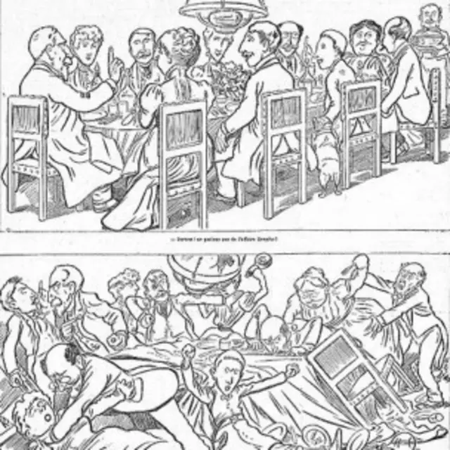 Карикатура "Семейный ужин", 1898 год