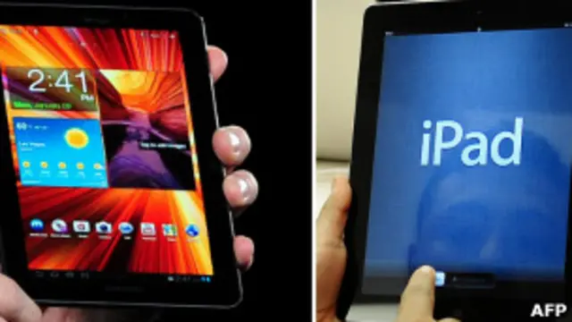 Dispositivo de Samsung frente a uno de Apple