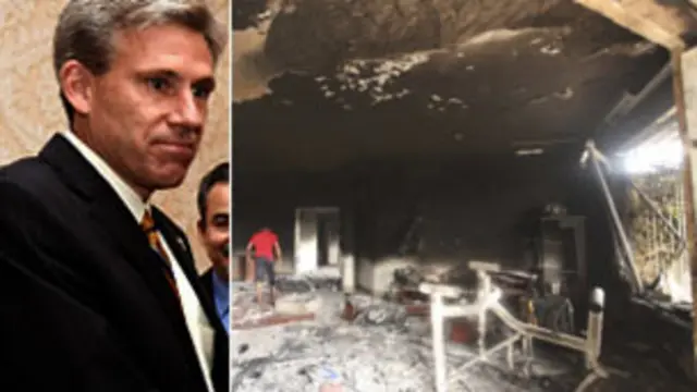 बेनगाजी में इस्लाम पर बनी फिल्म के विरोधियों ने अमरीकी वाणिज्य दूतावास पर गोलीबारी और बम हमले किए 