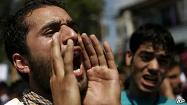 Musulmán cachemir protesta en India